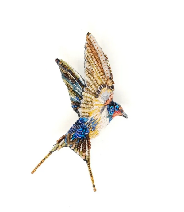 Blue Saw-wing Brooch Pin
