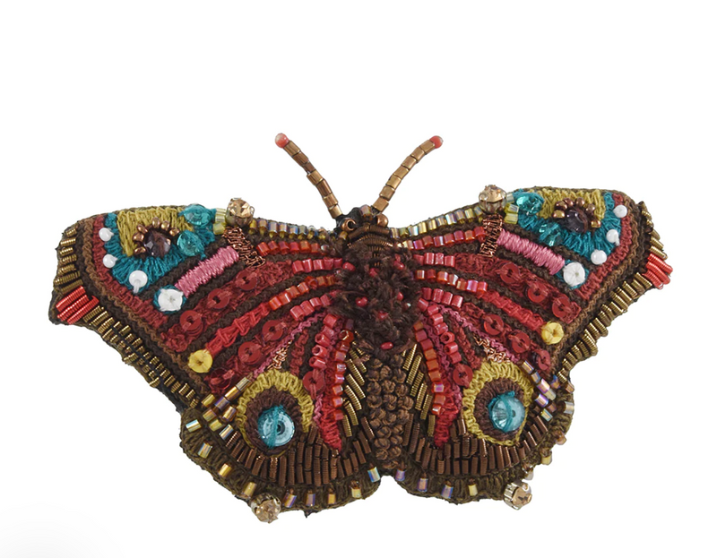 European Peacock Butterfly Brooch Pin