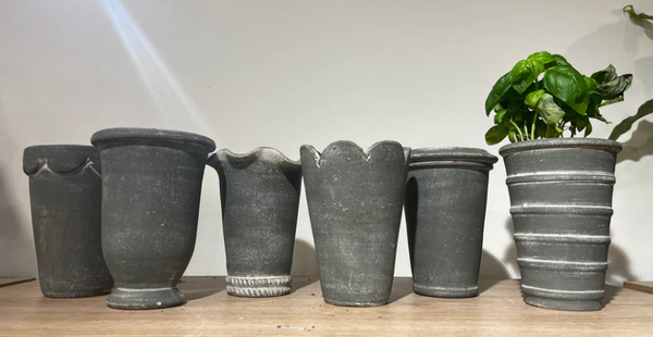 Charcoal Tall Herb Pots