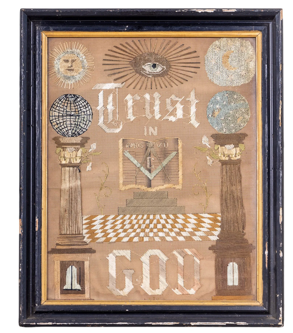 1850 Masonic Needlework Antique