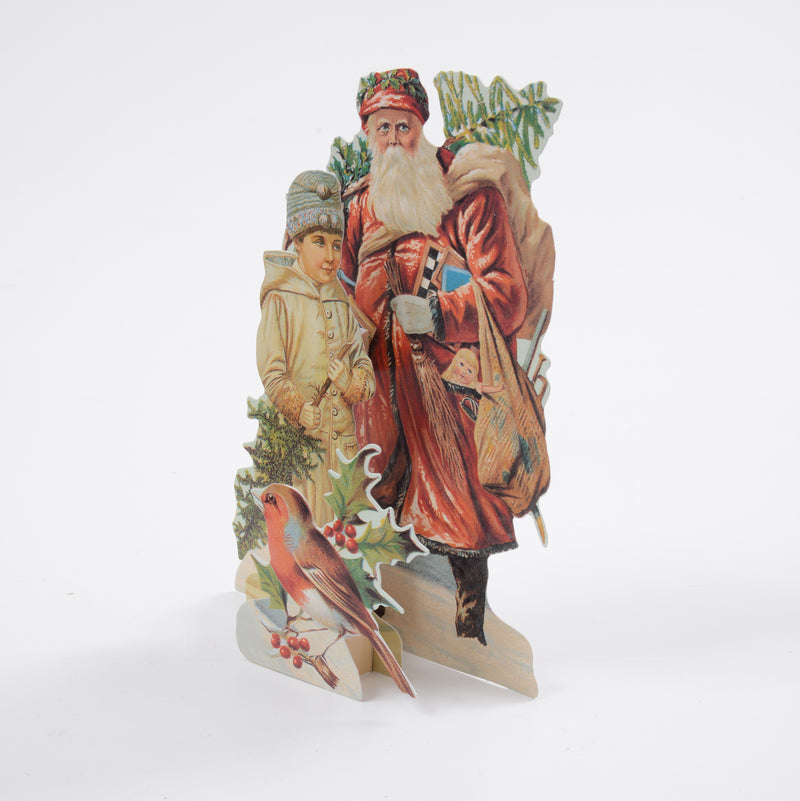 Father Christmas and Little Boy. 3D pull - out card