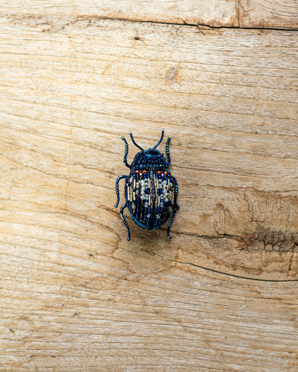 Blue Mint Beetle Brooch Pin