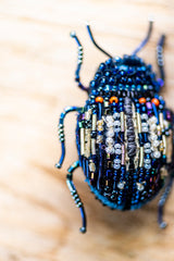 Blue Mint Beetle Brooch Pin