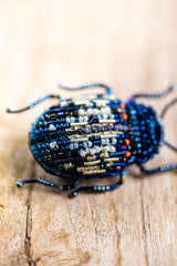 Blue Mint Beetle Brooch Pin