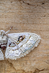 White Spring Moth Brooch Pin