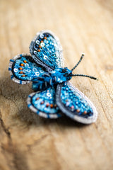 Adonis Blue Butterfly Brooch Pin