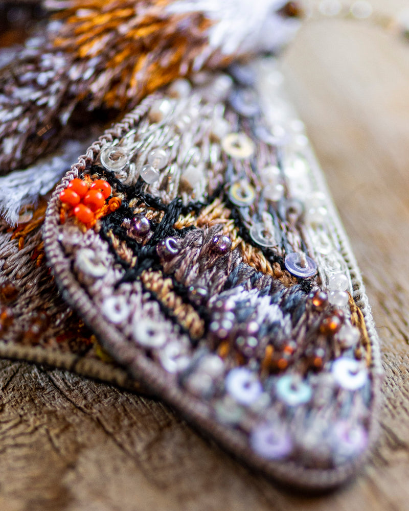 Drepanid Moth Brooch Pin