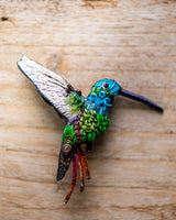 Emerald Chin Hummingbird Brooch Pin