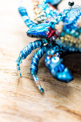 Ornate Blue Crab Brooch Pin