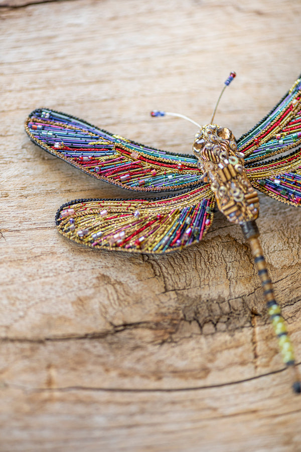 Brown Hawker Dragonfly Brooch Pin