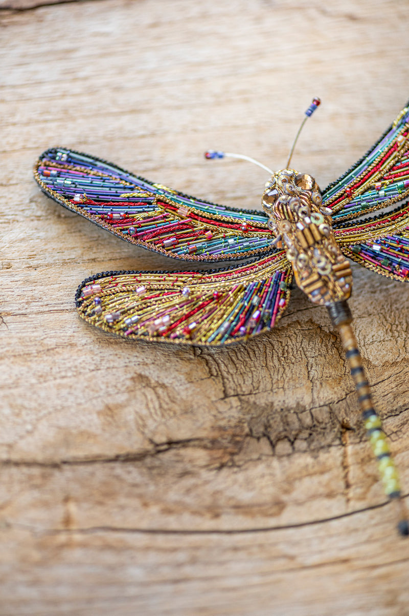 Brown Hawker Dragonfly Brooch Pin