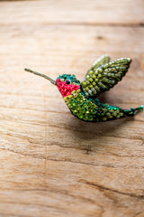 Ruby Throated Hummingbird Brooch Pin