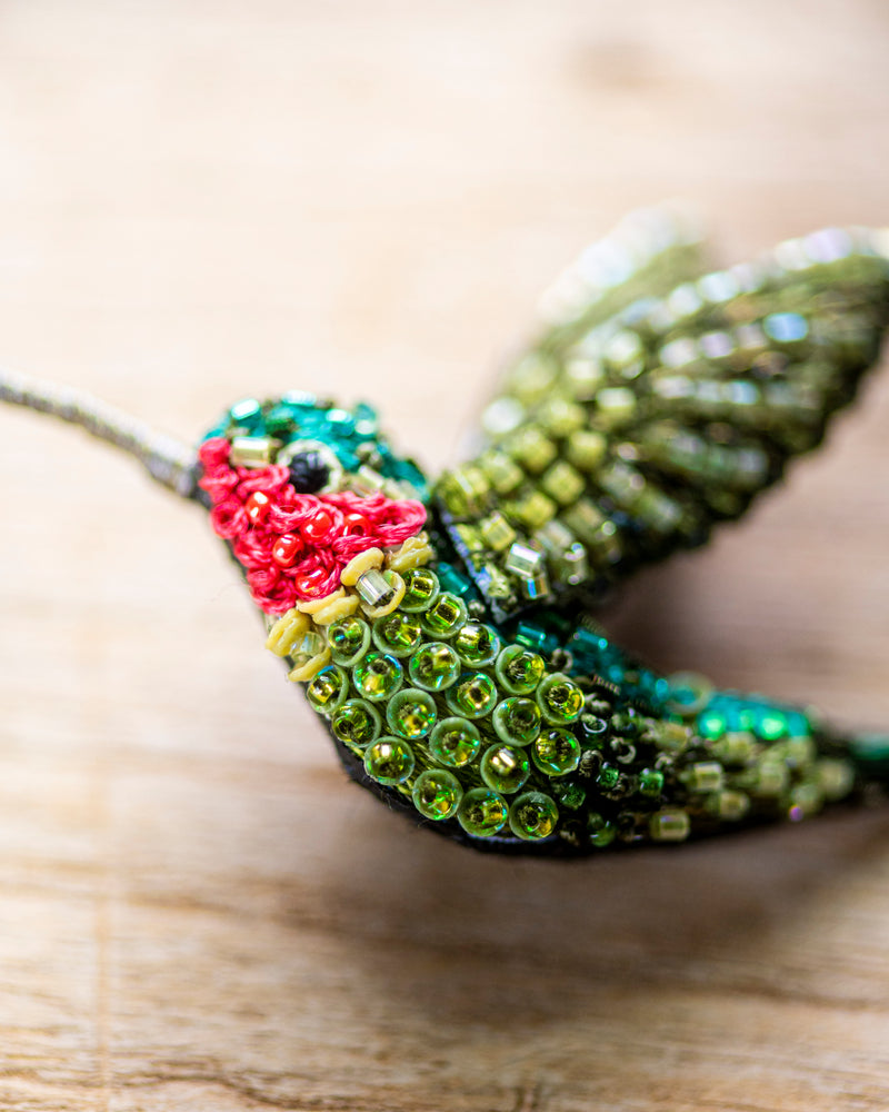 Ruby Throated Hummingbird Brooch Pin