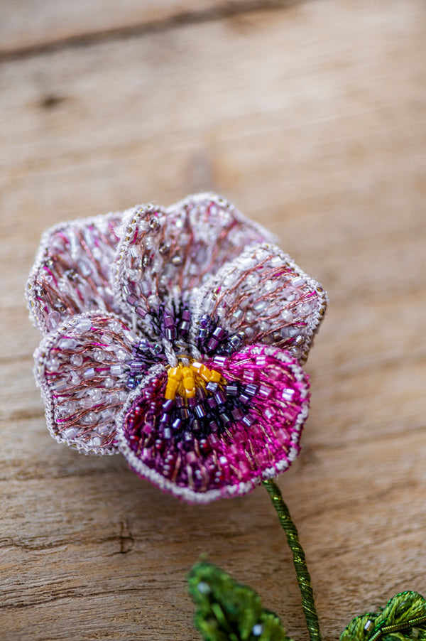 Pink Pansy Brooch Pin
