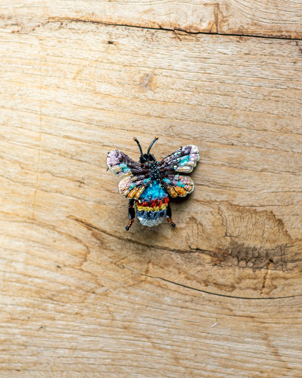 Striped Bee Brooch Pin