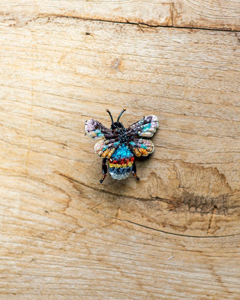 Striped Bee Brooch Pin