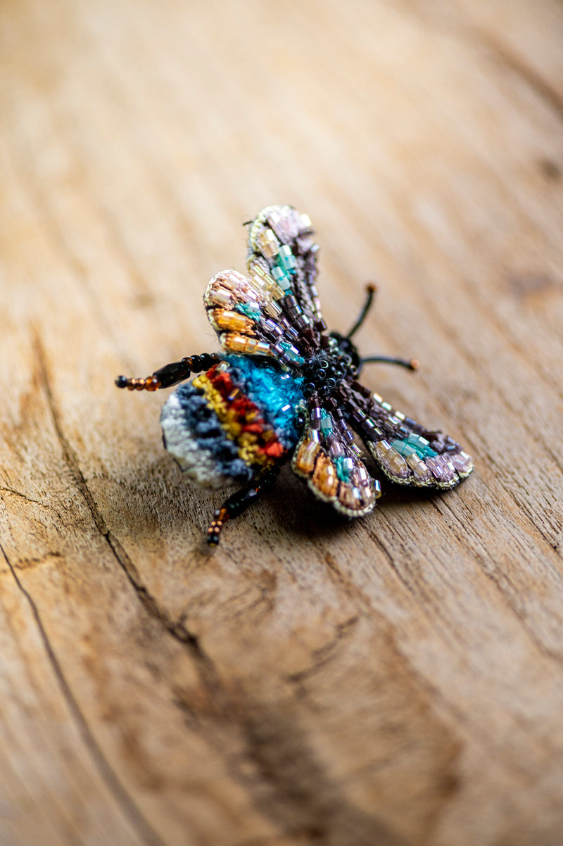 Striped Bee Brooch Pin