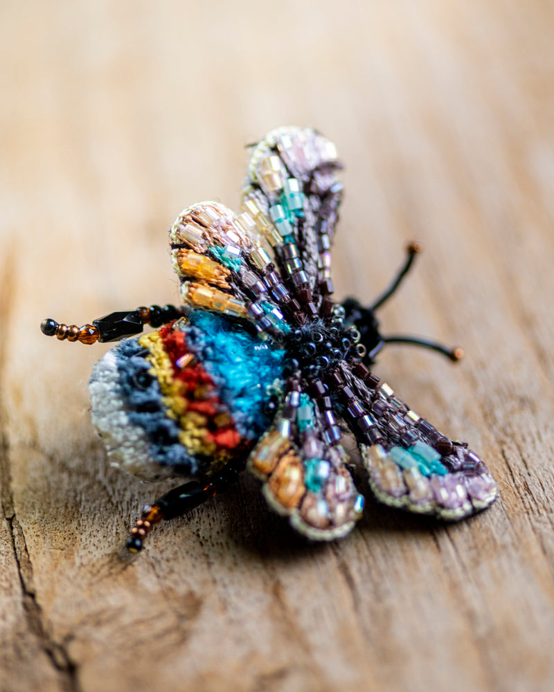 Striped Bee Brooch Pin