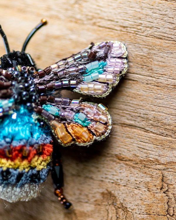 Striped Bee Brooch Pin