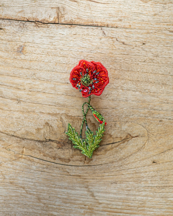 Field Poppy Brooch Pin