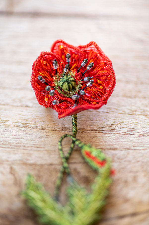 Field Poppy Brooch Pin
