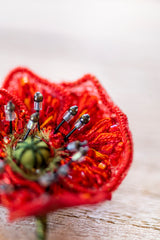Field Poppy Brooch Pin