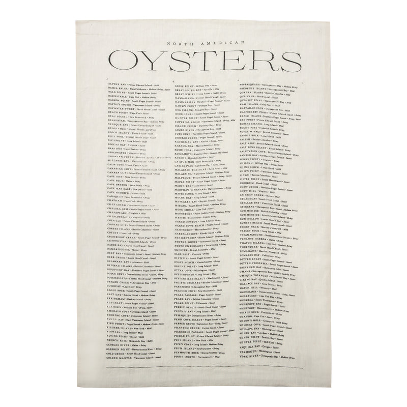 Oyster List Tea Towel, Oyster White