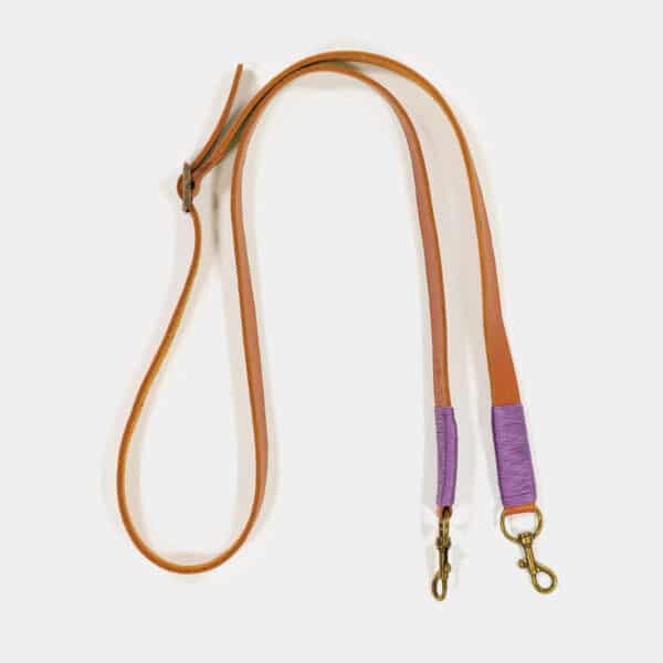 Leather Shoulder Strap with Buckle: Brown & Purple