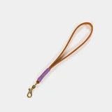 Leather Wrist Strap (20cm folded): Brown & Purple