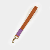 Leather Wrist Strap (20cm folded): Brown & Purple