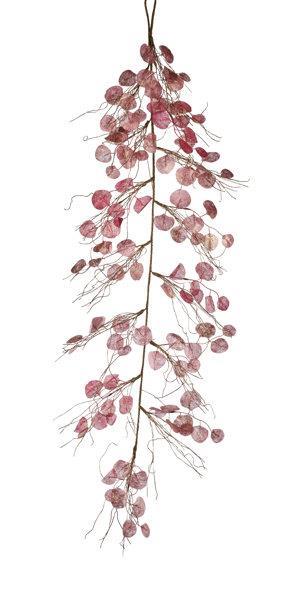 5'L GLITTERED SEAGRAPE LEAF GARLAND MAUVE/BURGUNDY/GOLD