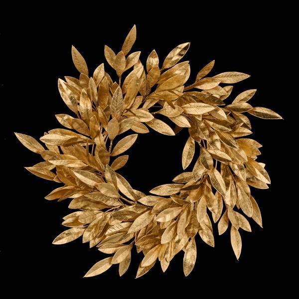 24"DIA BAY LEAF WREATH GOLD