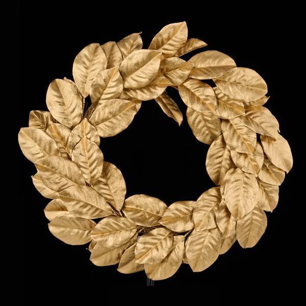 30"DIA MAGNOLIA LEAF WREATH GOLD