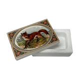 3" Red Fox Printed Soapstone Box with Lift-Off Lid