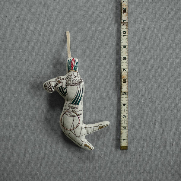 Feathered Hoop Man - Cotton-filled Art Doll
