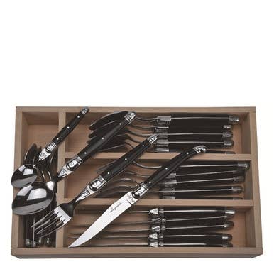 Jean Dubost 24 Pc Everyday Flatware Set Black