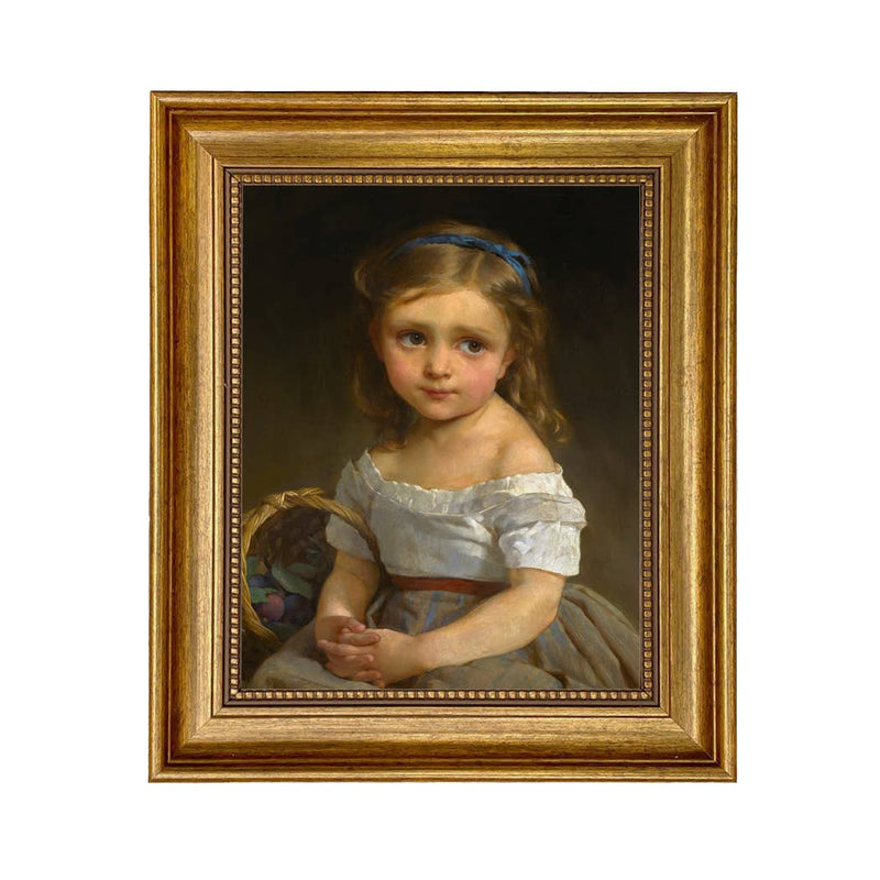 Little Girl with Basket of Plums Painting Print on Canvas