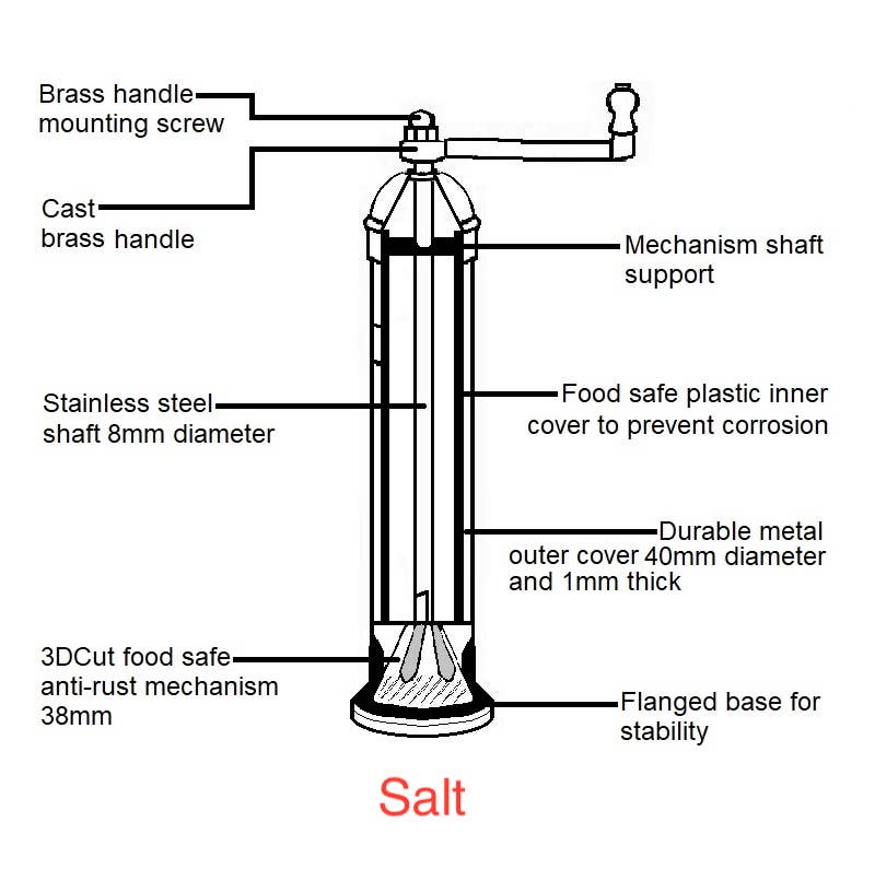 Chrome 9" salt grinder