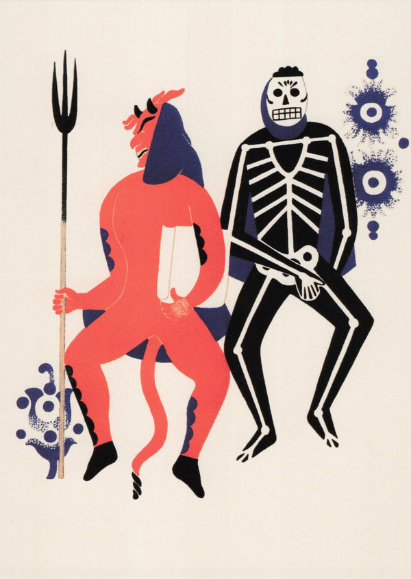 Arte Popular Postcard. Merida Devil and Skeleton (PAST-12)