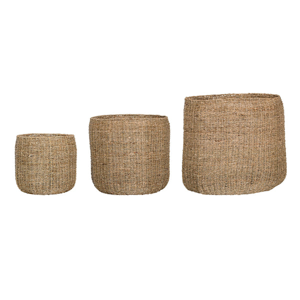 Hand-Woven Seagrass Baskets, Set of 3