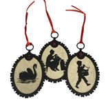 12 Days of Christmas Silhouette Ornaments, Red Ribbon