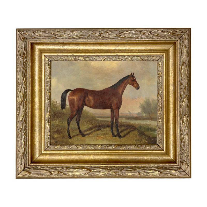 Hunter in a Landscape Framed Oil Painting Print on Canvas