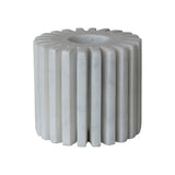Marble Cogged 2-Sided Pillar/Taper/Tealight Holder, White