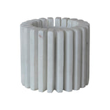 Marble Cogged 2-Sided Pillar/Taper/Tealight Holder, White