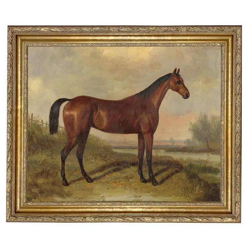 Hunter in a Landscape Framed Oil Painting Print on Canvas
