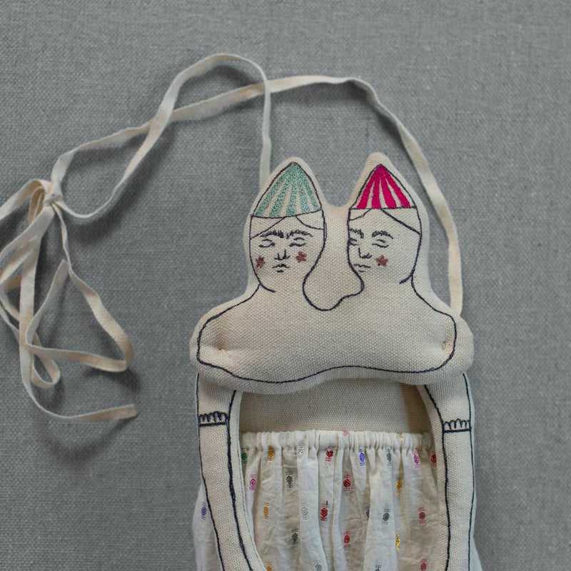 Twins, Cotton Wall Hanging, Art Doll
