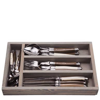 Jean Dubost 24 Pc Everyday Flatware Set Linen