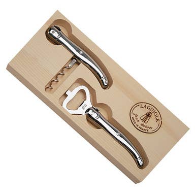 Jean Dubost Stainless Steel Corkscrew & Bottle Opener Set