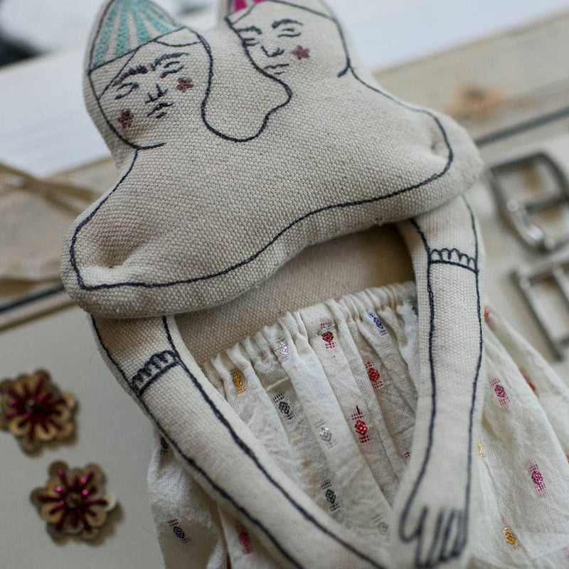 Twins, Cotton Wall Hanging, Art Doll