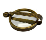 4-3/4" Antiqued Brass Magnifying Glass with Folding Handle